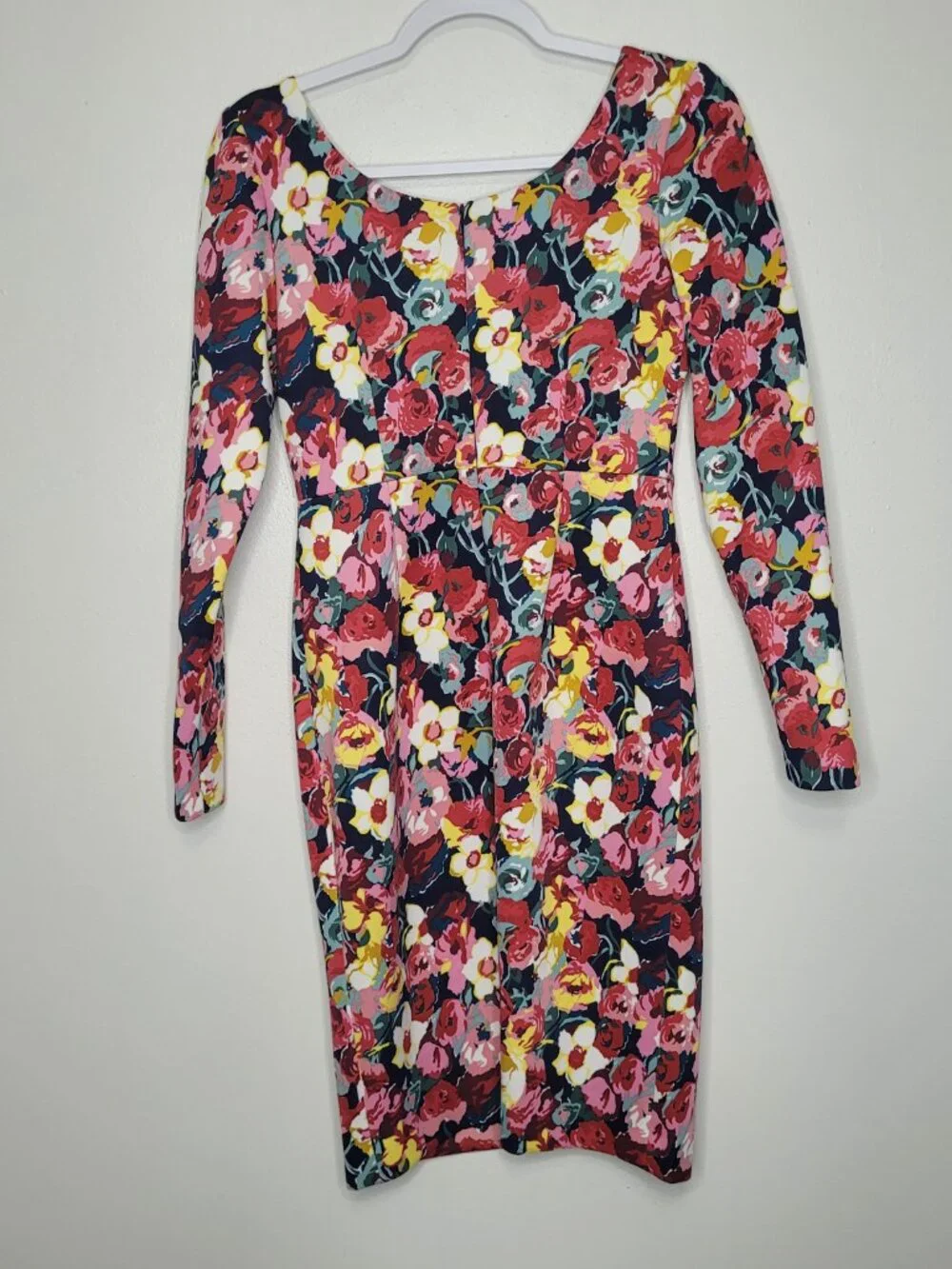 Betsey Johnson Floral Long-Sleeve Sheath Scuba Dress size 2